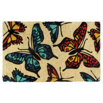1'6" x 2'6" Handloom Woven/Printed Butterfly Coir Doormat - Raj