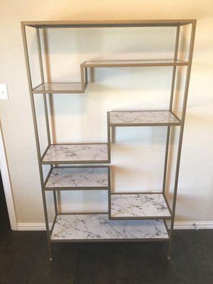 72 Marmo Large 5 Tier Display Shelf Faux Marble/Brass - Teamson Home