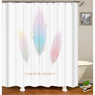 Gentle Feather Shower Curtains for Bathroom Waterproof Fabric Bath Curtain Durable Soft Stylish Bathroom Decor 72x72 Inch