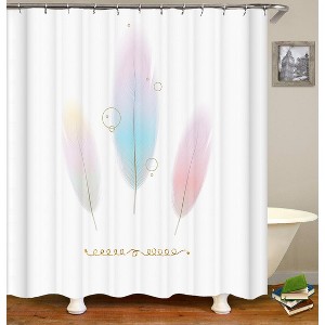 Gentle Feather Shower Curtains for Bathroom Waterproof Fabric Bath Curtain Durable Soft Stylish Bathroom Decor 72x72 Inch - 1 of 1