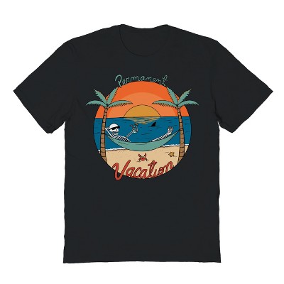 Rerun Island Men's Skull Permanent Vacation Halloween Short Sleeve Graphic Cotton T-Shirt