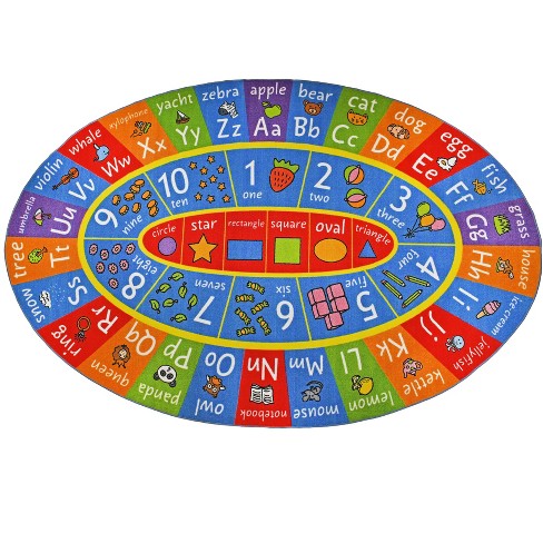 KC CUBS Boy & Girl Kids ABC Alphabet, Numbers & Shapes Educational Learning & Fun Game Play Nursery Bedroom Classroom Oval Rug Carpet - image 1 of 4