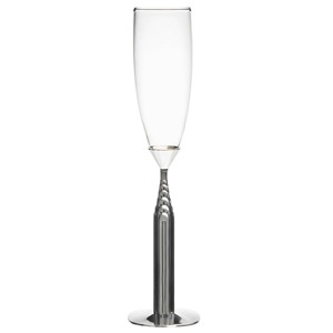 Godinger Silver 8 fl oz Chrylser Building Champagne Flute: Nickel-Plated Steel & Crystal, Hand Wash, 10.68" Height - 1 of 2