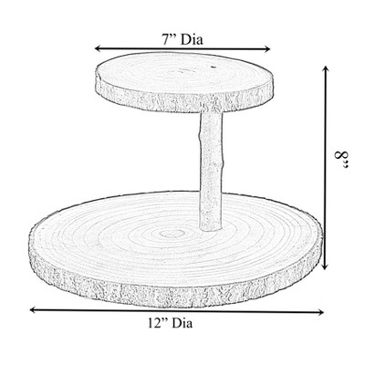 Rustic Two-Tier Natural Wood Tree Bark Server Tray