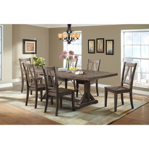 Flynn 7pc Dining Set Table And 6 Wooden Side Chairs Walnut Brown - Picket House Furnishings