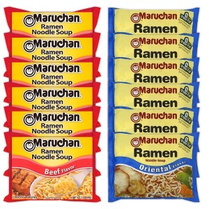Maruchan Ramen Instant Noodle Soup Variety, 2 Flavors - 6 Packs Beef & 6 Packs Soy Sauce, 3 Ounce Single Servings - 1 of 1