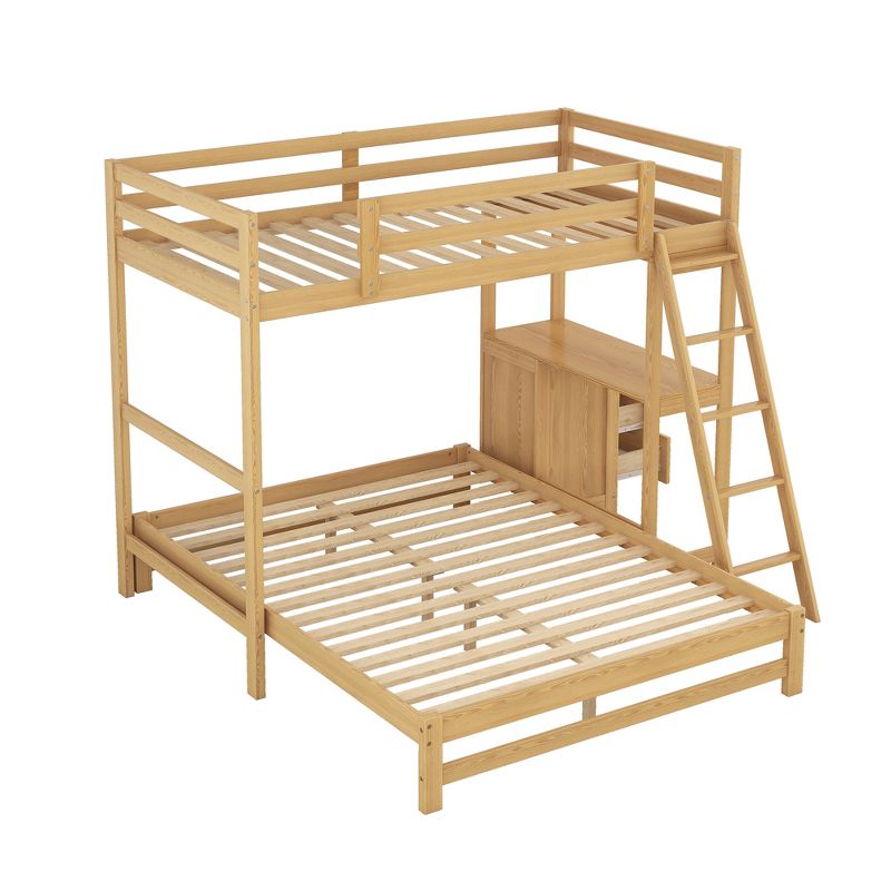 Twin over Full Bunk Bed with Built-in Desk, Ladder and Three Drawers-ModernLuxe, 4 of 11