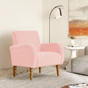 Modern Chenille Fabric Accent Chair, Upholstered Armchair with Solid Wood Legs - Comfy Single Sofa for Reading, Living Room, Bedroom - 1 of 4