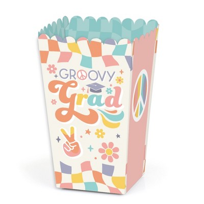Big Dot of Happiness Groovy Grad - Hippie Graduation Party Favor Popcorn Treat Boxes - Set of 12