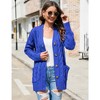Women's Open Front Cardigan Sweater with Pockets Long Sleeve Cable Knit Button Loose Cardigan Sweater Outwear - 4 of 4