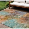 Copper Orange And Teal Blue Abstract Washable Indoor Outdoor Area Rug - 2 of 4