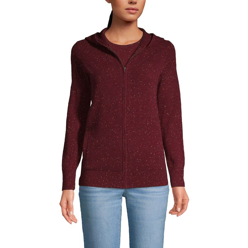 Lands' End Women's Cashmere Front Zip Hoodie Sweater, 1 of 9