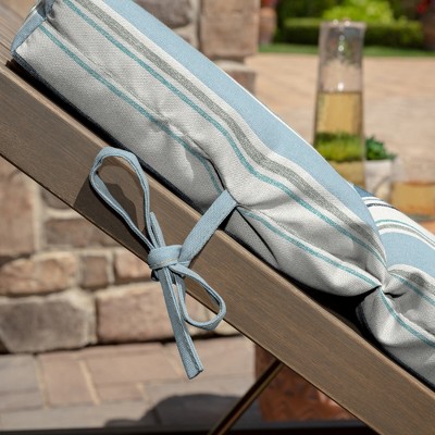 French Blue Linen Stripe Outdoor Chaise Lounge Cushion, 72 x 21