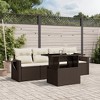vidaXL 5 Piece Patio Sofa Set with Cushions Brown and Cream Poly Rattan - without storage - 2 of 4