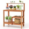 Aghana Digitals Natural Solid Wood Outdoor Garden Workstation with 2-Tier Open Shelves, 35.5" Large - 4 of 4