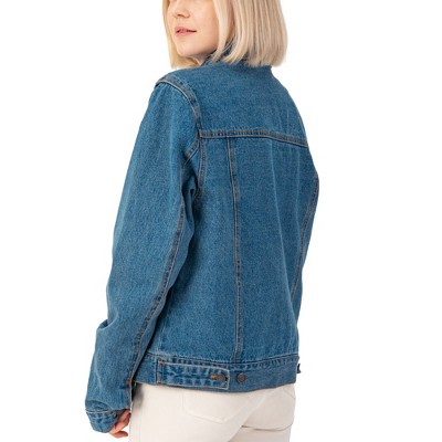 Alpine Swiss Womens Denim Jacket Classic Trucker Jean Jacket Button Up Coat Denim Large — фото 6