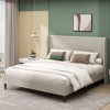 High Headboard Upholstered Bed, Bed Frame, 12-Slat Support, Easy to Assemble, Beige, Chenille Cloth, No Box Spring Needed - 2 of 4