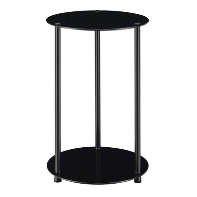 Designs2Go Classic Glass 2 Tier Round End Table Black Glass - Breighton Home