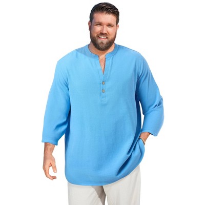 KingSize Gauze Mandarin Collar 3/4 Sleeve Shirt