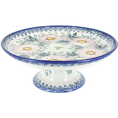 Blue Rose Polish Pottery Apple Blossom Cake Plate : Target