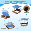 Large Wooden Cedar Sand Box, Wooden Octagon Kids Sandbox with Cover, Sandpit with 4 Benches and Bottom Liner Covered Sand Box for Kids Outdoor - 3 of 4