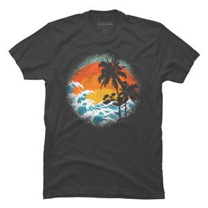 Men's Design By Humans Tropical Waves By clingcling T-Shirt - 1 of 4