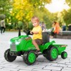 Costway 2-in-1 Electric Toy Car 12V Kids Ride On Tractor w/Trailer Remote Control Lights Grayish Gree/Red/Pink/Green - 3 of 4