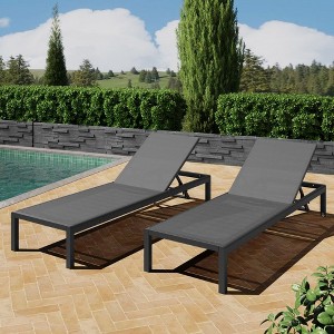 PAGED Outdoor Lounge Chairs,Outdoor Chaise Lounge with Modern Design and Backrest,Pool Lounge Chairs for Patio,Beach,Yard,Set of 2 - 1 of 4