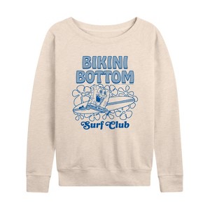 Women's - Spongebob Squarepants - Bikini Bottom Surf Lightweight French Terry Wide Neck Long Sleeve Shirt - 1 of 4