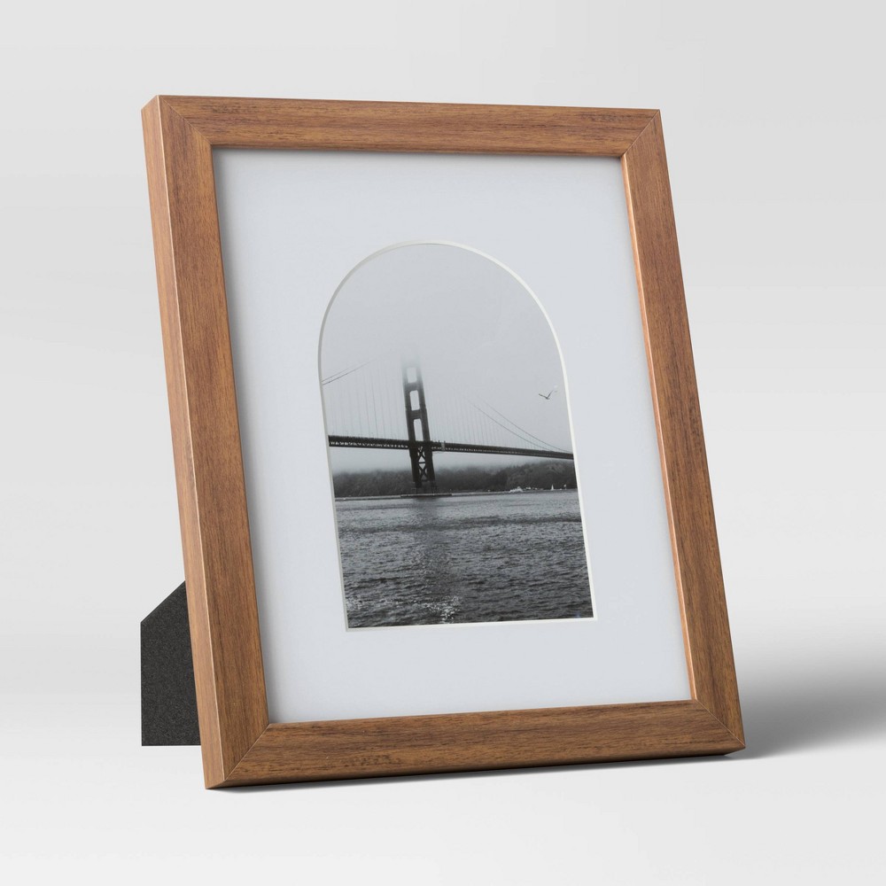 Photos - Photo Frame / Album 8" x 10" Matted to 5" x 7" Single Image Table Frame with Arch Brown - Thre