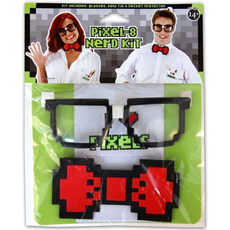 Elope Pixel-8 Nerd Costume Kit Adult One Size, 1 of 4