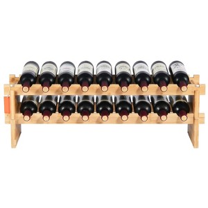 VEVOR 18 Bottle Stackable Modular Wine Rack, 2-Tier Solid Bamboo Wood Storage Racks, Floor Freestanding Wines Holder Display Shelf, Natural Color - 1 of 4