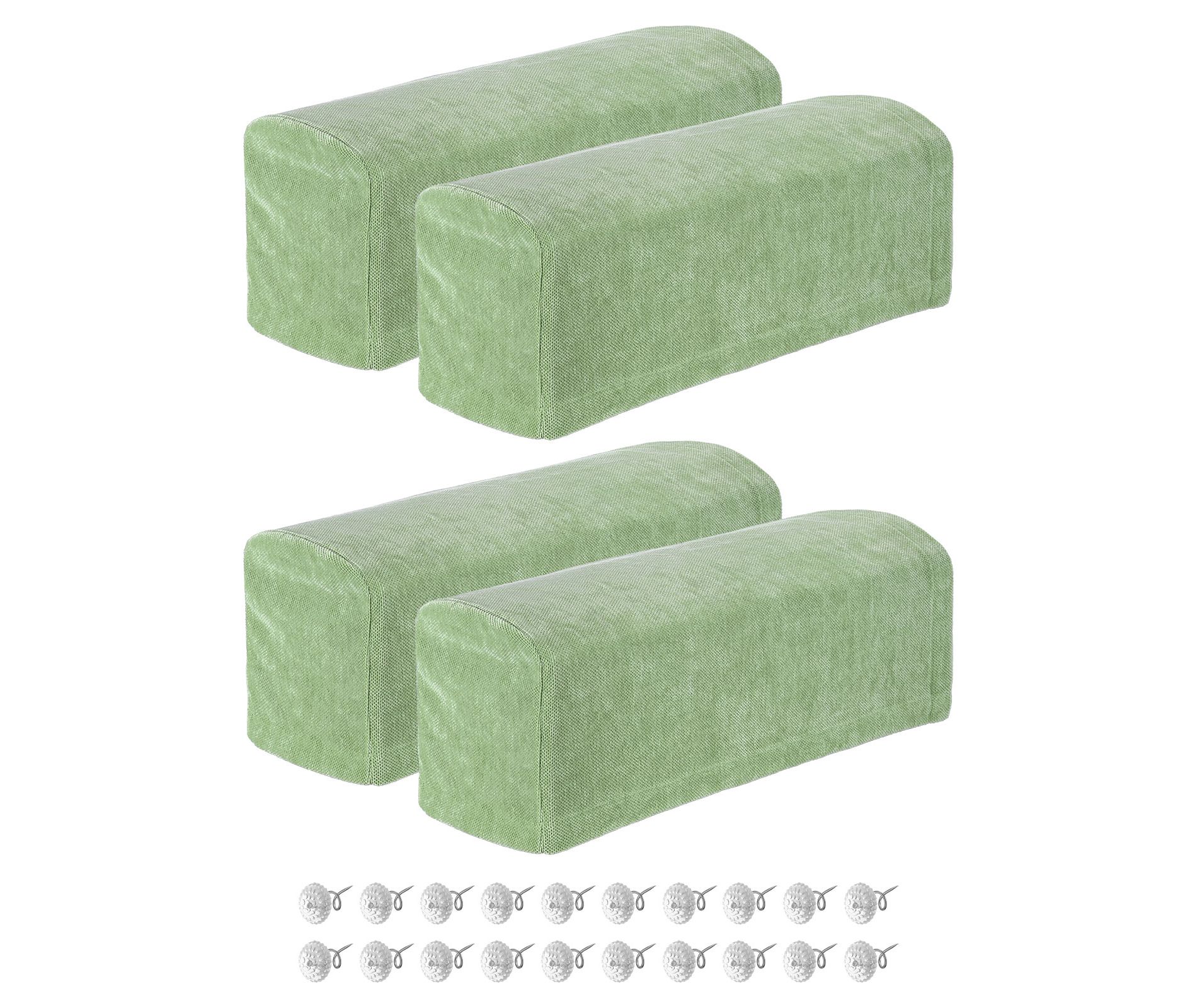 Unique Bargains Chenille Non Slip Scratch Resistant Soft Armchair Slipcovers with Twist Pins Green 4 Pcs