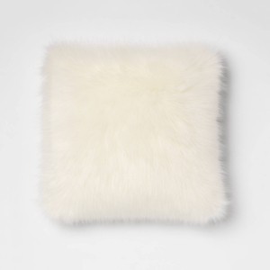 Faux Fur Square Throw Pillow Cream - Room Essentials , Ivory