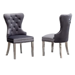 Ridstar Set of 2 Contemporary Accent Chair, Armless Chair For Living Room-Gray - 1 of 4