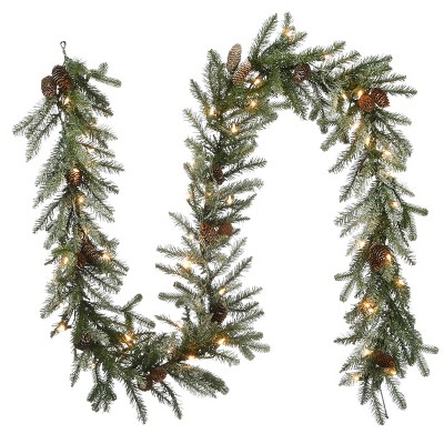 National Tree Company 9 ft. Snowy Morgan Spruce Garland with Clear Lights