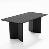 Wooakway 30 Inch Modern Solid Wood Dining Table Kitchen Table Conference Desk Gaming Table Double Pedestal Base in Walnut Black Natural Wood - 4 of 4