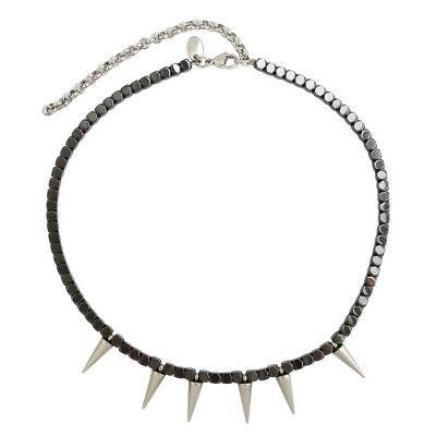 Glass or Stainless Steel Beaded Necklace with Spikes