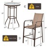 Costway 3 PCS Outdoor Patio Bar Table Stool Set Height Tempered Glass Top - 4 of 4