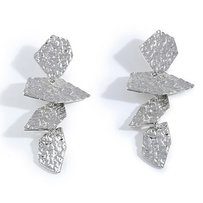 SOHI Women's White Dented Drop Earrings