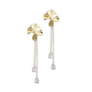 Adornia 14k Gold Plated Flower Crystal Tennis Drop Earrings - 1 of 4