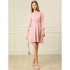 Allegra K Women's Swiss Dots Elastic Waist 3/4 Sleeve A-line Solid Flowy Chiffon Dress - 3 of 4