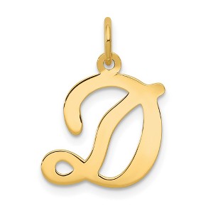 Black Bow Jewelry 14k Yellow Gold, Sophia Collection, Small Script Initial D Pendant - 1 of 4