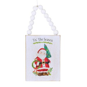 Ganz 4.75 In Santa Holiday Message Ornament Christmas Beaded Hanger Tree Ornaments - 1 of 3