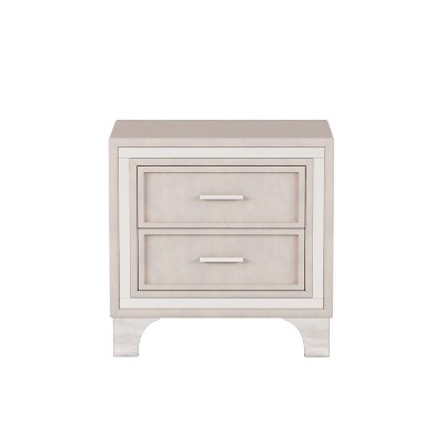 NicBex 15.9 inch Wide Nightstand with 2 Drawers,Mid Century Side Table with Metal Legs,Bedside Table for Bedroom,Living Room,Pink/Gray/Beige