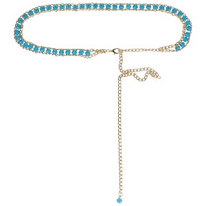 INSPIRE CHIC Women's Metal Gold Rhinestone Crystal Body Waist Chain Belts - 1 of 4