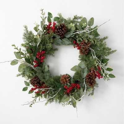Sullivans Pine & Berry Artificial Wreath 24