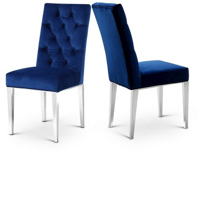 Meridian Furniture,Juno Navy Velvet Dining Chair, Set of 2