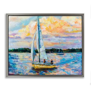 Stupell Industries Vivid Nautical Sailboat Landscape Floating Frame Canvas Art - 1 of 4