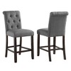23" Solid Wood Tufted Counter Height Stools, Set of 2 with Padded Seat and High Back for Kitchen, Dining, and Home Bar - 3 of 4